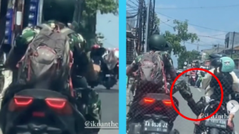 Viral! Seorang Anggota TNI Tendang Motor Warga Sipil yang Membonceng Anak Kecil