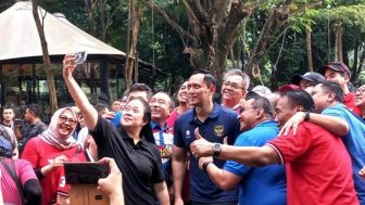 AHY dan Puan Maharani Bertemu di Pelataran Hutan Kota, Disambut Meriah oleh Elit Partai