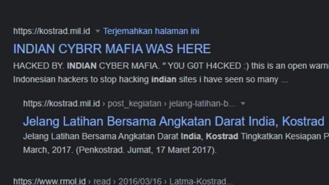 Aduh, Situs Resmi Milik Kostrad di Hack?