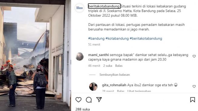 Doa Warganet, untuk Petugas Pemadam di Bandung 10 Jam Berjibaku dengan Api