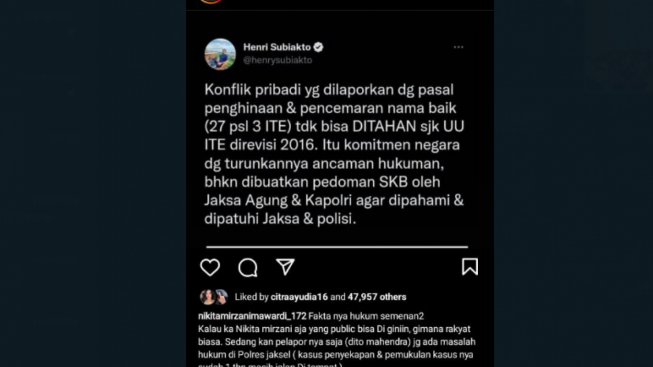 Tak Banyak yang  Tahu, Inilah Postingan yang Mengantarkan Nikita Mirzani ke Penjara