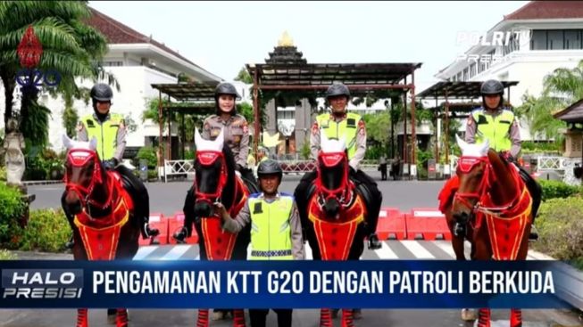 Patroli Polisi Berkuda Saat G20 Di Nusa Dua Bali, Tiga Kali Sehari