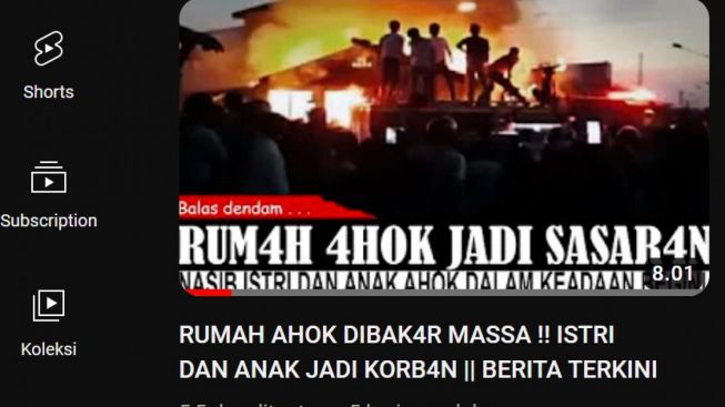 CEK FAKTA: Rumah Ahok Dibakar Massa Warga Plumpang, Istri dan Anak Jadi Korban