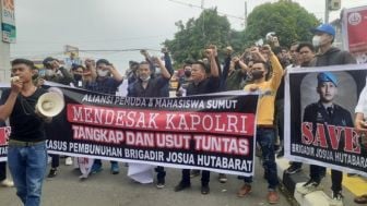 Usai Bharada E Jadi Tersangka, Mahasiswa Gelar Aksi di Polda Sumut Desak Tangkap Aktor Intelektual