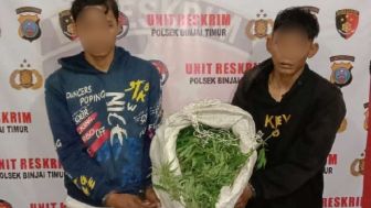 Jual Sekarung Ganja Segar, 2 Pemuda Ini Ditangkap Polsek Binjai Timur