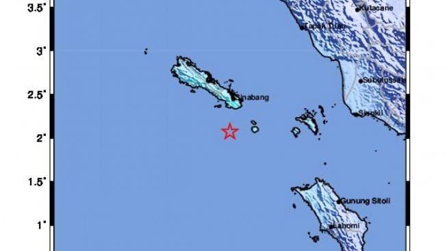 Gempa Bumi Berkekuatan Magnitudo 5,1 Guncang Pantai Selatan Kota Sinabang