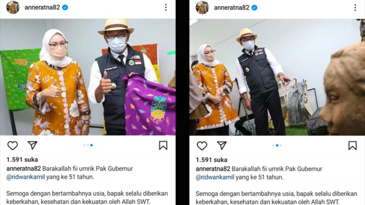 Instagram Bupati Purwakarta, Anne Ratna Mustika memposting foto saat bersama Gubernur Jawa Barat, Ridwan Kamil [Instagram @anneratna82]