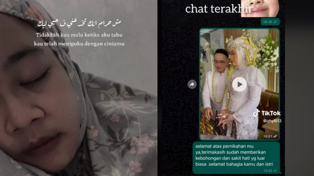Chat terakhir Priscylla, gadis Purwakarta, terhadap pacarnya, IN, yang menikah dengan wanita lain di Bandung. [Tiktok @zhyl0613]