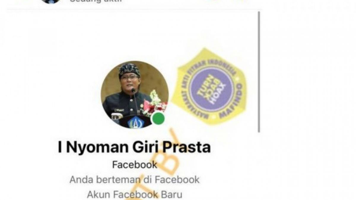 akun facebook I Nyoman Giri Prasta palsu [kolase foto turnbackhoax.id.]