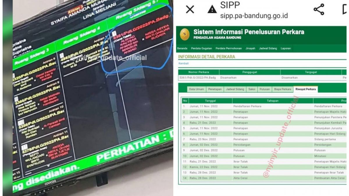 Tangkapan layar akun Instagram@nyinyir_update_official: Alshad Ahmad dan Nissa Asyifa pernah menikah dan sudah cerai 28 Desember 2022 [Instagram]