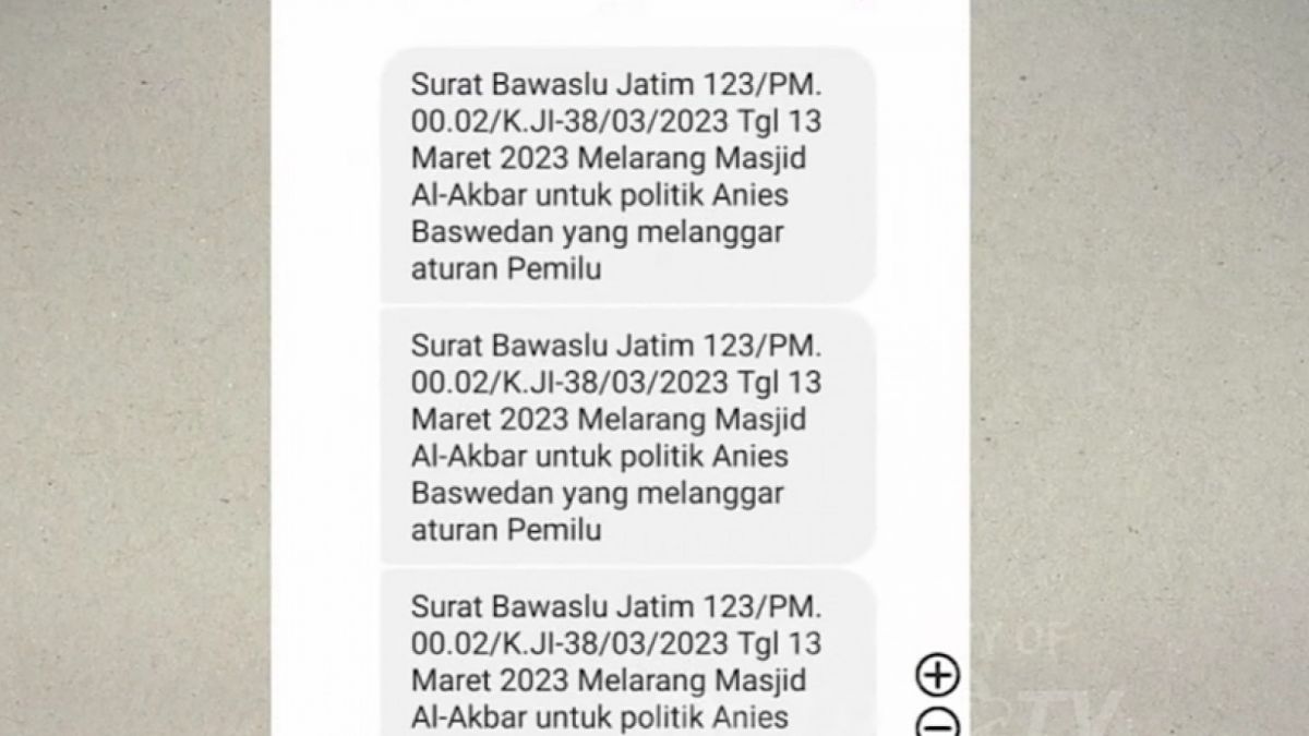 Isi pesan peringatan yang diduga dikirim Bawaslu untuk Anies Baswedan [YouTube: Metro TV]