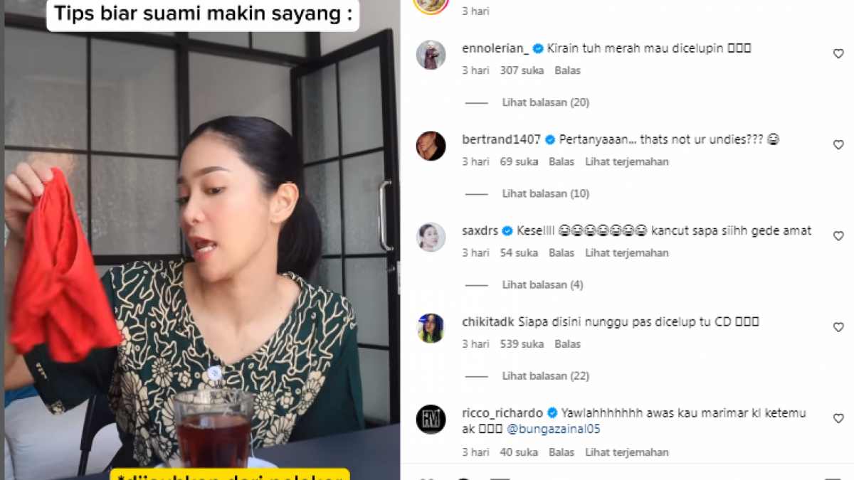 Bunga Zainal dalam kontennya menyinggung pelakor. [Instagram]