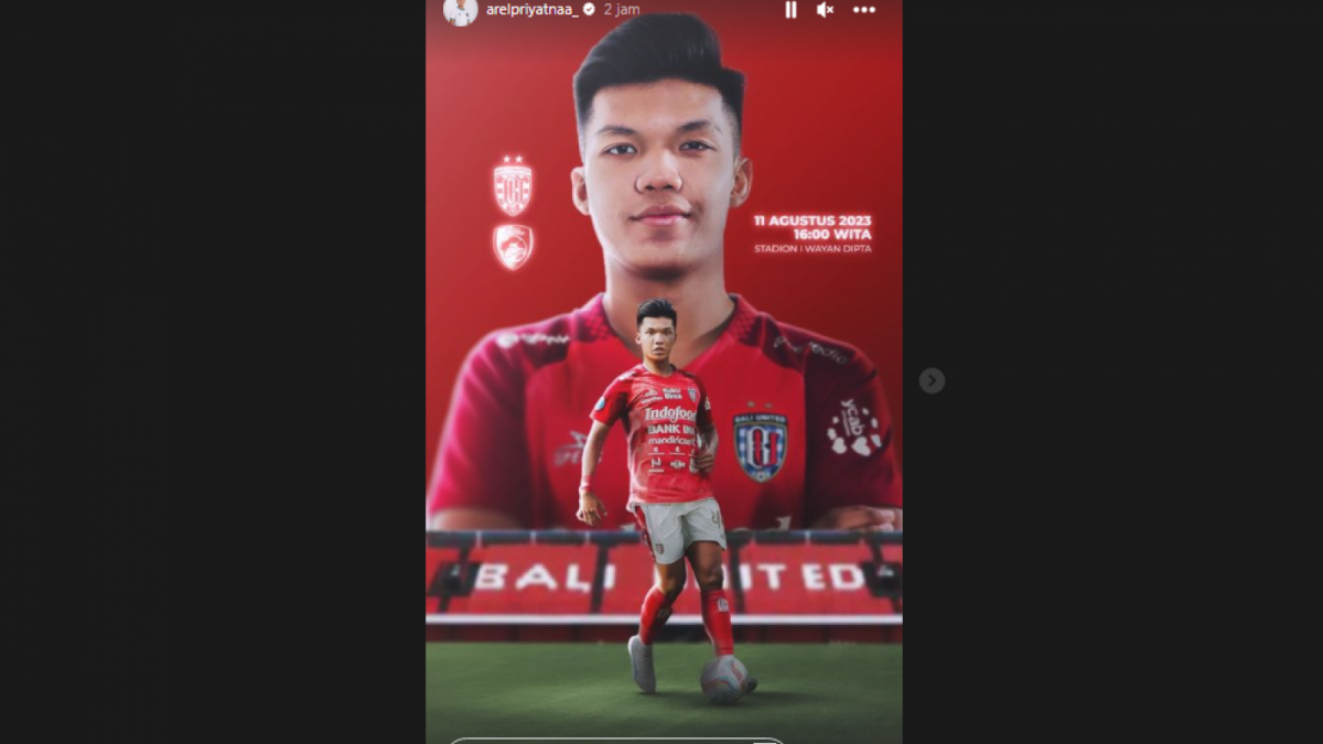 Instastory di akun Instagram Kadek Arel Priyatna masih mengunggah pertandingan Bali United vs PSM Makassa Jumat sore (11/8/2023). [Instagram @arelpriyatnaa_]