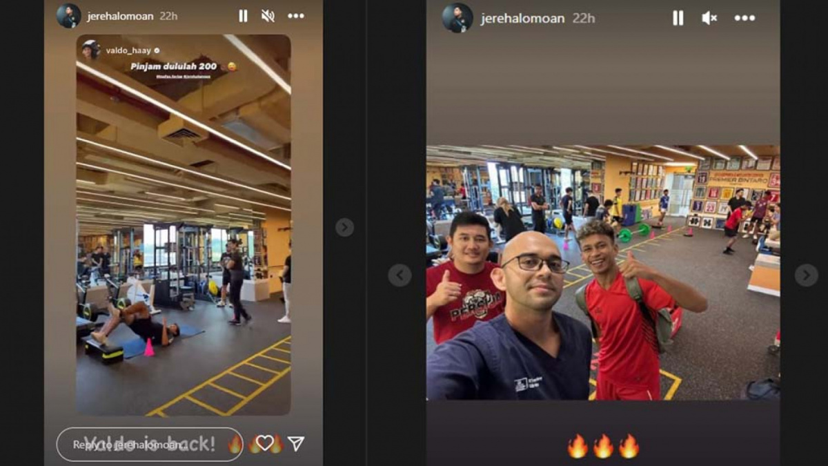 Unggahan salah satu tim medis Persija Jakarta saat Osvaldo Haay latihan fisik