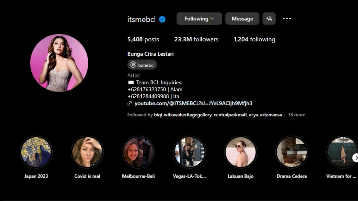 Laman akun instagram BCL