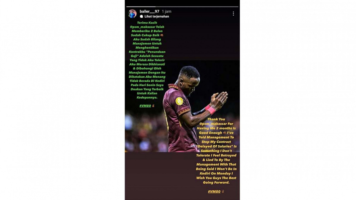 Striker anyar PSM Makassar Victor Mansaray memutuskan hengkang usai gajinya yang ditunggak selama 2 bulan terakhir.