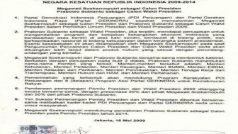 KOMPLIT! Begini Isi Perjanjian Batu Tulis yang Berujung Prabowo Merasa Dikhianati Megawati