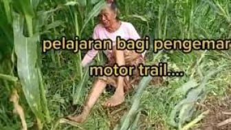 Berujung Damai! Seorang Nenek Menangis Tanamannya Rusak Dilindas Pengendara Motor Trail