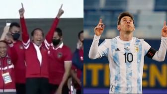 Presiden Jokowi Lakukan Selebrasi Ala Messi Saat Timnas Indonesia Melawan Thailand Pada Piala AFF Di SUGBK