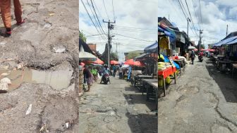 Jalan Pasar Kumbasari Denpasar Rusak Parah, Pedagang: Orang Jatuh Tiap Hari