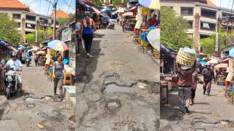 2 Tahun Jalan Rusak di Pasar Kumbasari Tak Kunjung Diperbaiki, Pedagang Titip Pesan Untuk Wali Kota Denpasar