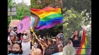 Waduh! Kampanye LGBT Digelar di Jakarta? Bendera Pelangi Berkibar Hingga Oknum Wanita Berhijab Terlibat