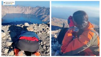 Viral Pendaki Gunung Rinjani Menangis sampai di Puncak, Netizen: Gak Bisa Naik Helikopter?