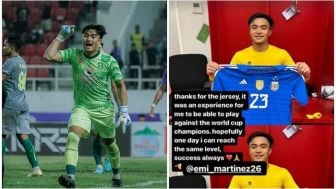 Kiper Timnas Indonesia Ernando Ari Pamer Jersey Emiliano Martinez, Warganet: Gak Ada Keringetnya