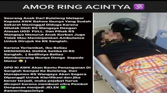 Miris, Pasien Meninggal setelah Ditolak UGD RSUD Wangaya, Denpasar; Mulut Berdarah Dibonceng Motor ke RSUP Prof. Ngoerah