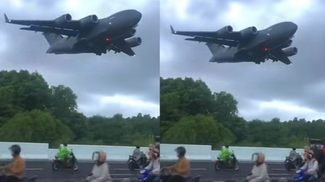 Pesawat Air Force Angkatan Udara Amerika Melintasi Bali, Netizen: Nunggu Pesawat Putin!