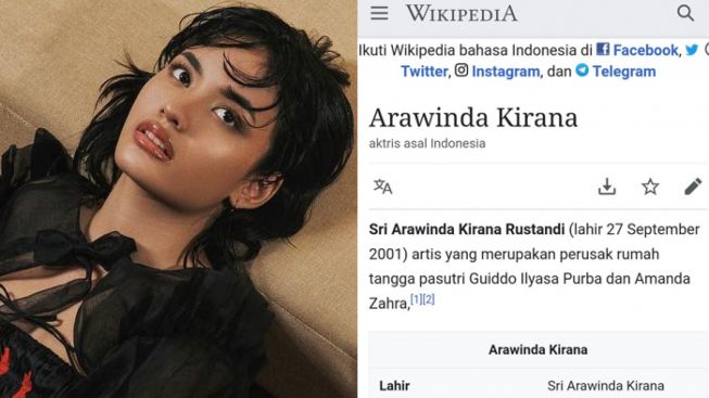 Profil Arawinda Kirana Diubah Jadi Perusak Rumah Tangga Amanda Zahra, Wikipedia Batasi Penyuntingan