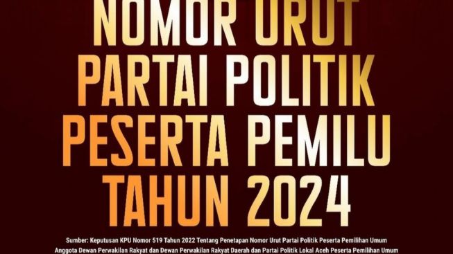 KPU Resmi Rilis Nomor Urut 17 Partai Politik Peserta Pemilu 2024