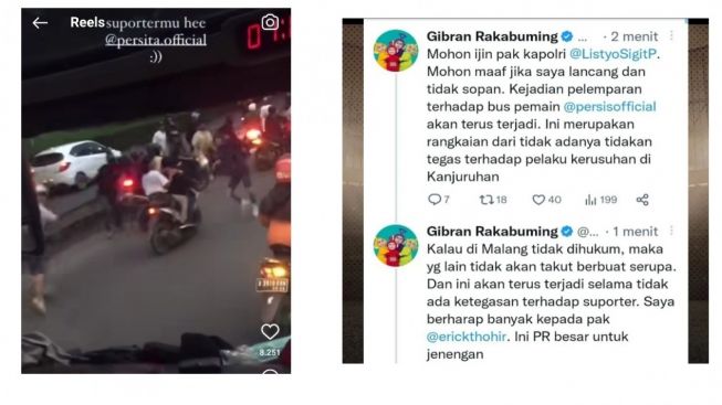 Bus Persis Solo Dilempari Batu, Gibran Langsung Lapor ke Kapolri; Maaf Jika Saya Lancang..