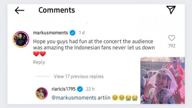 Heboh! Nonton Konser Westlife Hingga Dua Kali, Unggahan Instagram Ria Ricis Dikomentari Mark?