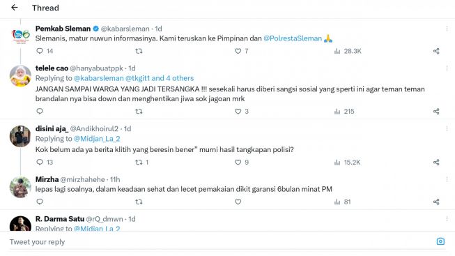 Warga Pukuli Klitih, Warganet: Jangan Sampai Warga Jadi Tersangka