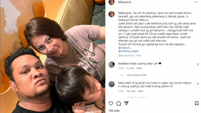 Ternyata, Febby Carol Singgung Ginjal Bukan untuk Inara Rusli, Tapi untuk Virgoun