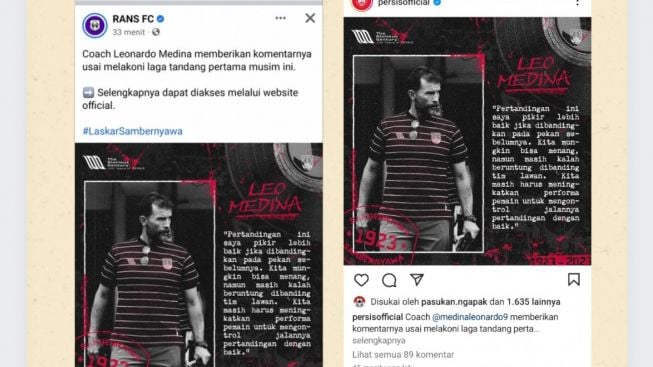 Kocak! Akun Resmi RANS FC Unggah Pernyataan Pelatih Persis usai Ditahan PSS, Warganet Curiga