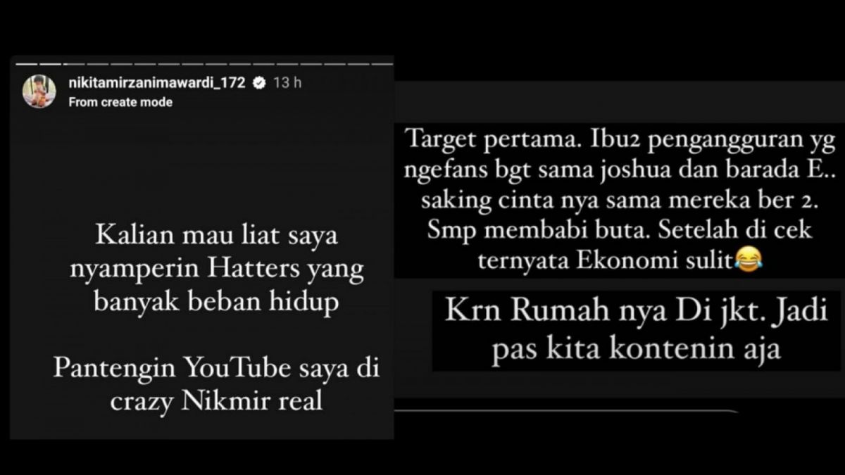 Insta Story Nikita Mirzani [Instagram/@nikitamirzanimawardi_172]