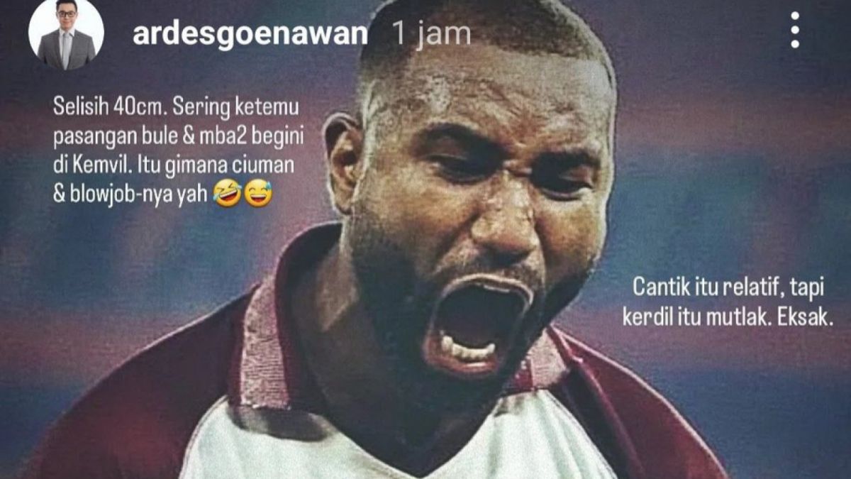 Ardes tidak hanya menyebut Riko Kerdil, dirinya memakai istilah seksual untuk perumpamaan [Twitter/@Endragnwn & instagram/@ardesgoenawan]