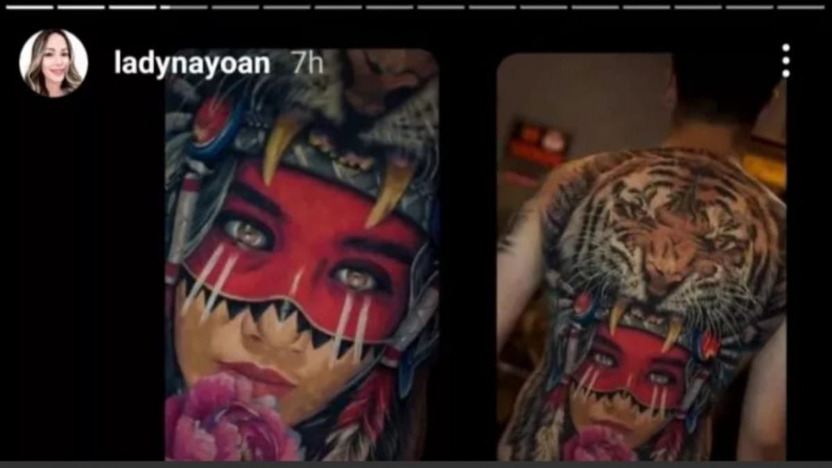 Tato wajah Syahnaz di punggung Rendy [Instagram/@ladynayoan]