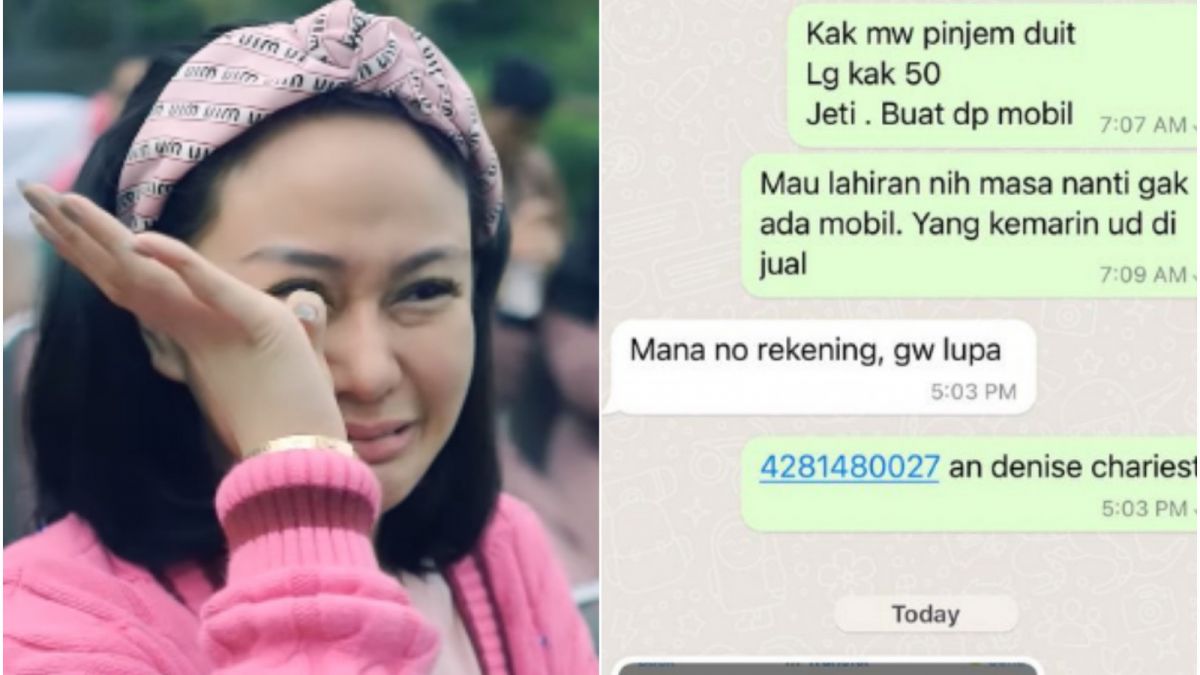 Denise Chariesta unggah tangkap layar chat dirinya pinjam uang ke Uya Kuya [Instagram @denisechariesta91]