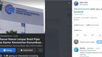 Viral Seruan Lempar Botol Air Kencing ke Kantor Kominfo, Warganet: Brutal Banget Woy