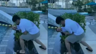 Bikin Jantungan! Video Rizky Billar Hendak Ceburkan Baby L ke Kolam, Warganet: Bercandanya Serem Banget