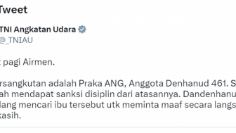 TNI AU Ungkap Praka ANG Anggota Denhanud 641 Pelaku Tendang Motor Ibu yang Bonceng Anak