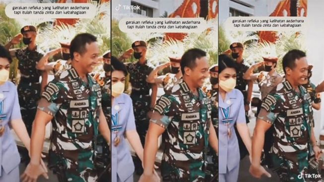 Aksi Romantis Jenderal Andika Perkasa Gandeng Tangan Istri di Depan Prajurit, Bikin Warganet Baper