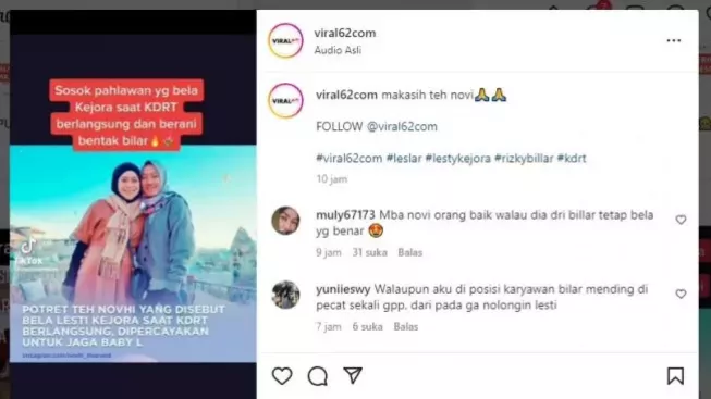 Ini Sosok yang Bentak Rizky Billar Ketika Lakukan KDRT kepada Lesti Kejora: Makasih Teh Novi