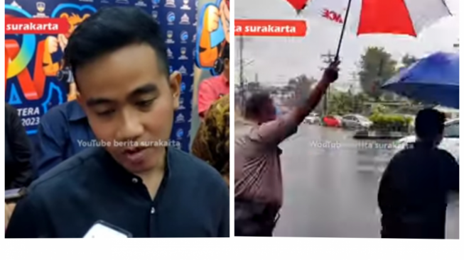 Tidak Mau Menyusahkan Satpam, Momen Gibran Pilih Lari Bawa Payung Sendiri Jadi Perhatian Warga