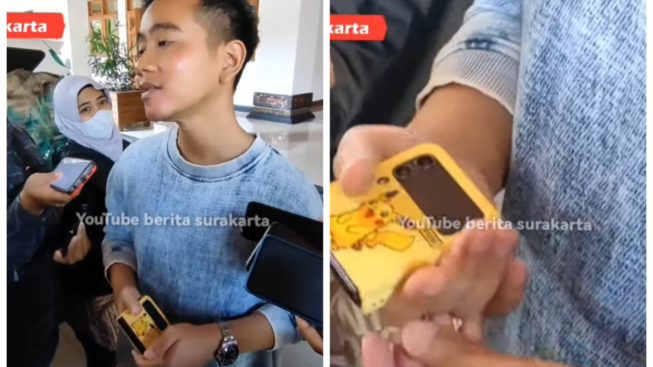 Ditanya Soal Maju dalam Pilgub, Awak Media Malah Salfok Casing Handphone Gibran yang Bergambar Pokemon