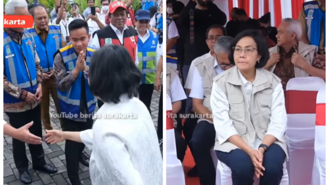 Momen Kocak Sri Mulyani Sudah Bersalaman tetapi Tidak Ngeh Kalau Itu Gibran, Pak Bas Sampai Kasih Kode!