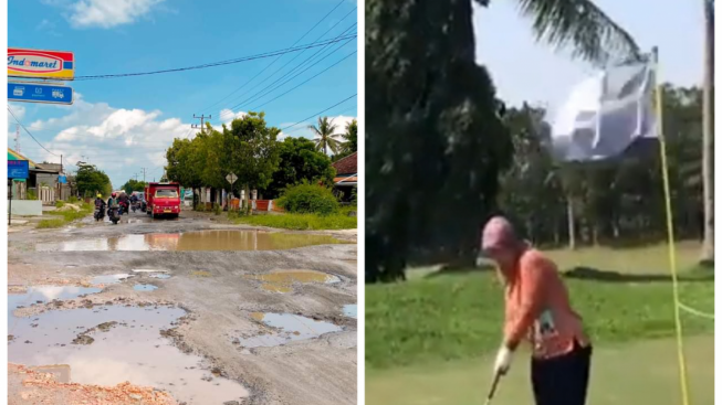 Jlebbb! Ditengah Jalan Provinsi yang Rusak, Wagub Lampung yang Asyik Main Golf Dapat Hujatan dari Publik